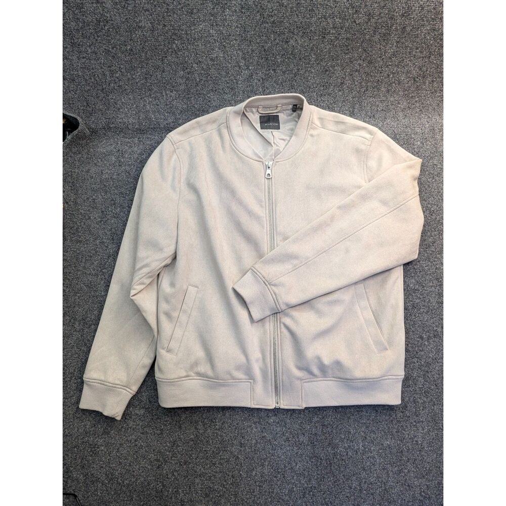 Marconi Men's lightweight Faux Suede Cream colored bomber jacket XXL